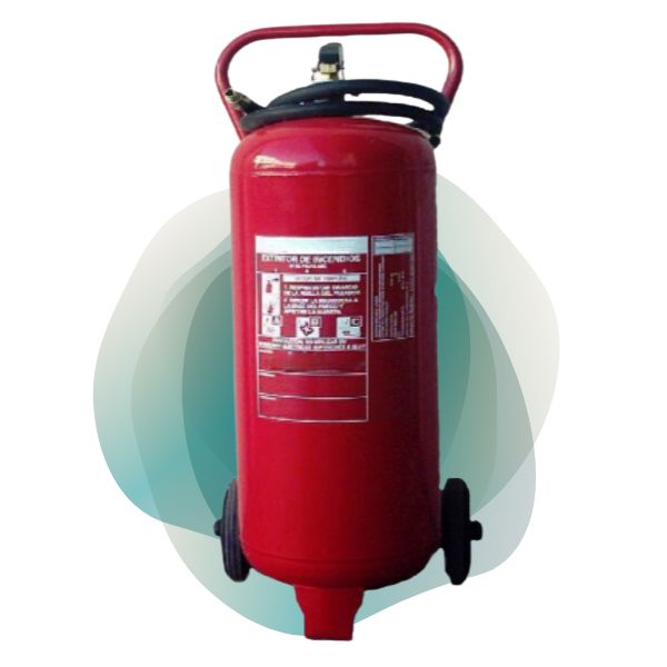 Extintor ABC 50 kg sobre ruedas